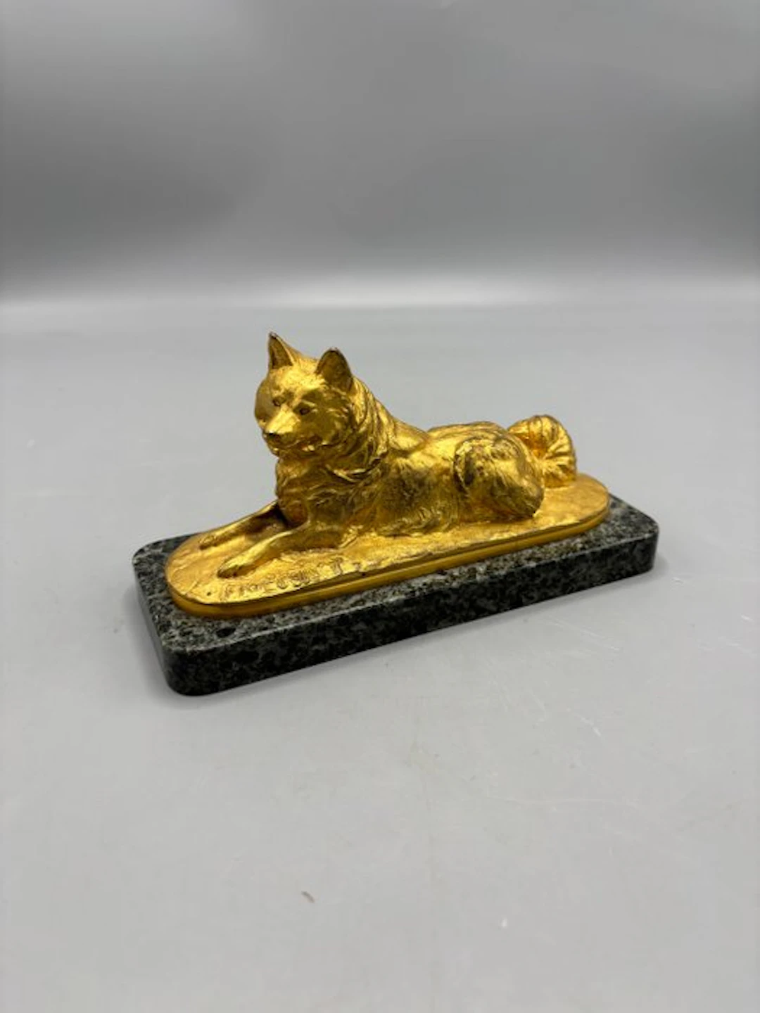 Emmanuel Frémiet (1824-1910) - Figure - polar dog - Gilt bronze