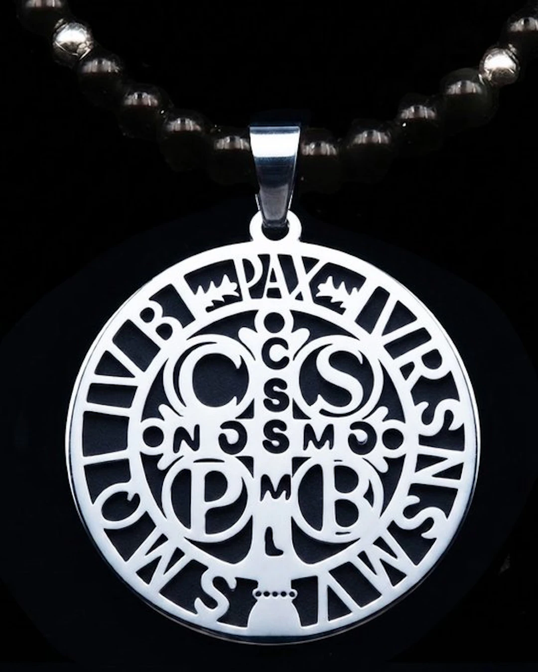 Saint Benedict Medal Necklace – Obsidian – Protection...