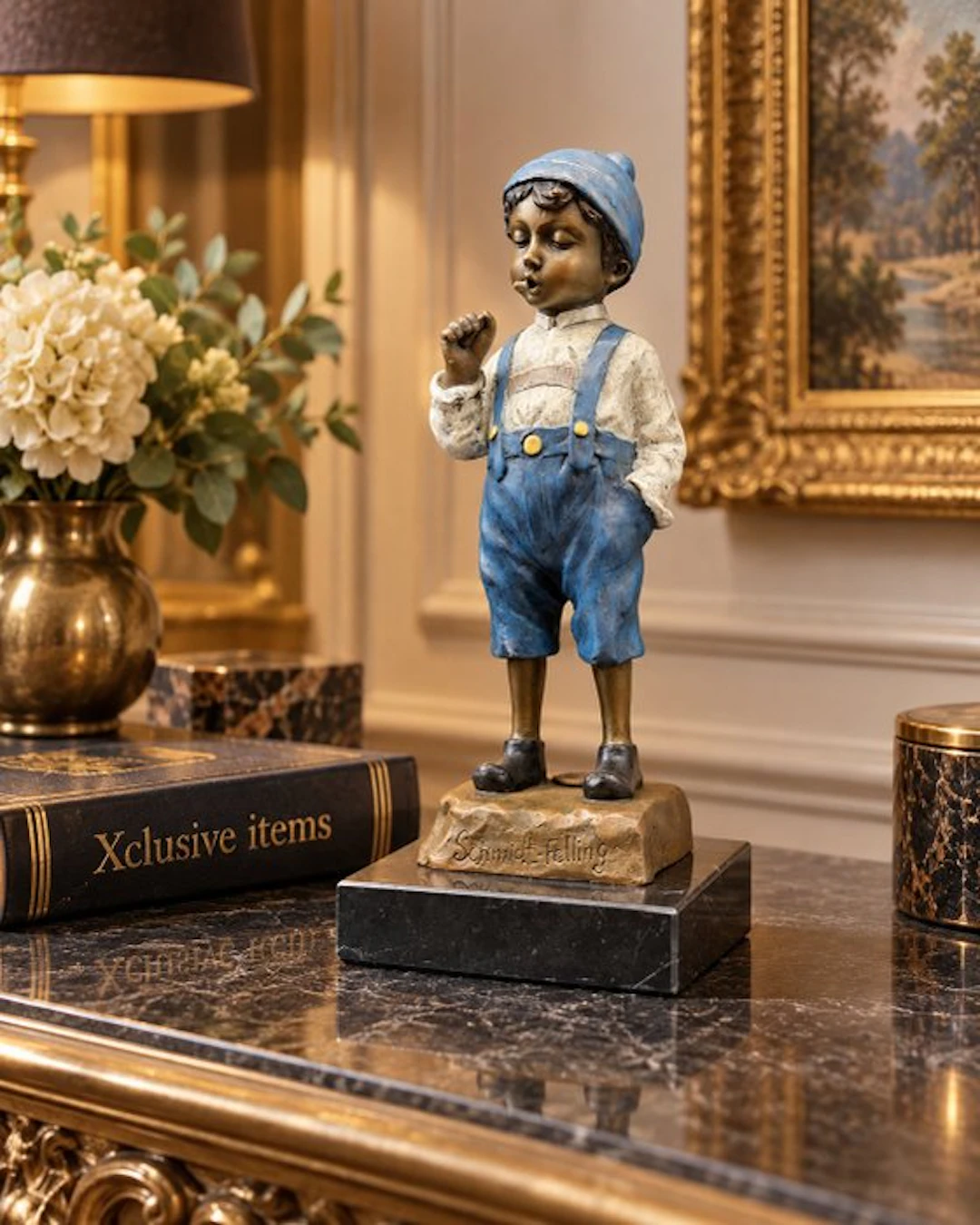 Statue, Bronze: Smoking Boy - 20.5 cm - Bronze, Marble - 2026