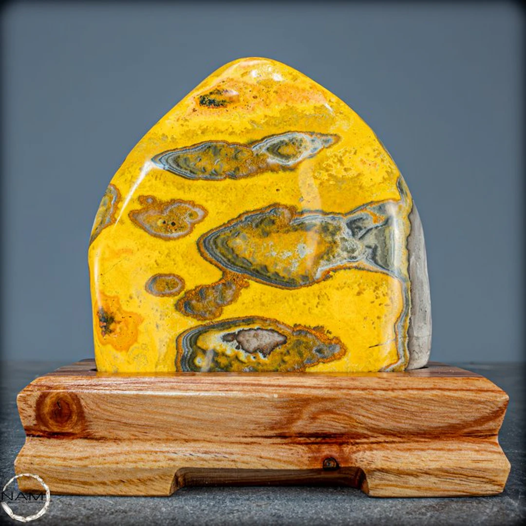 Very Rare Natural Bumblebee Jasper Freeform on Stand, Sumatra- 566.17 g