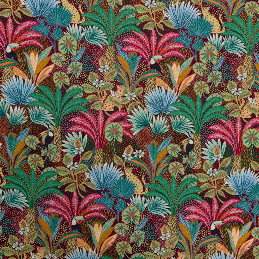 BA275 - Gobelin Fabric “Jungle Safari” – Tropical Pattern with Toucans