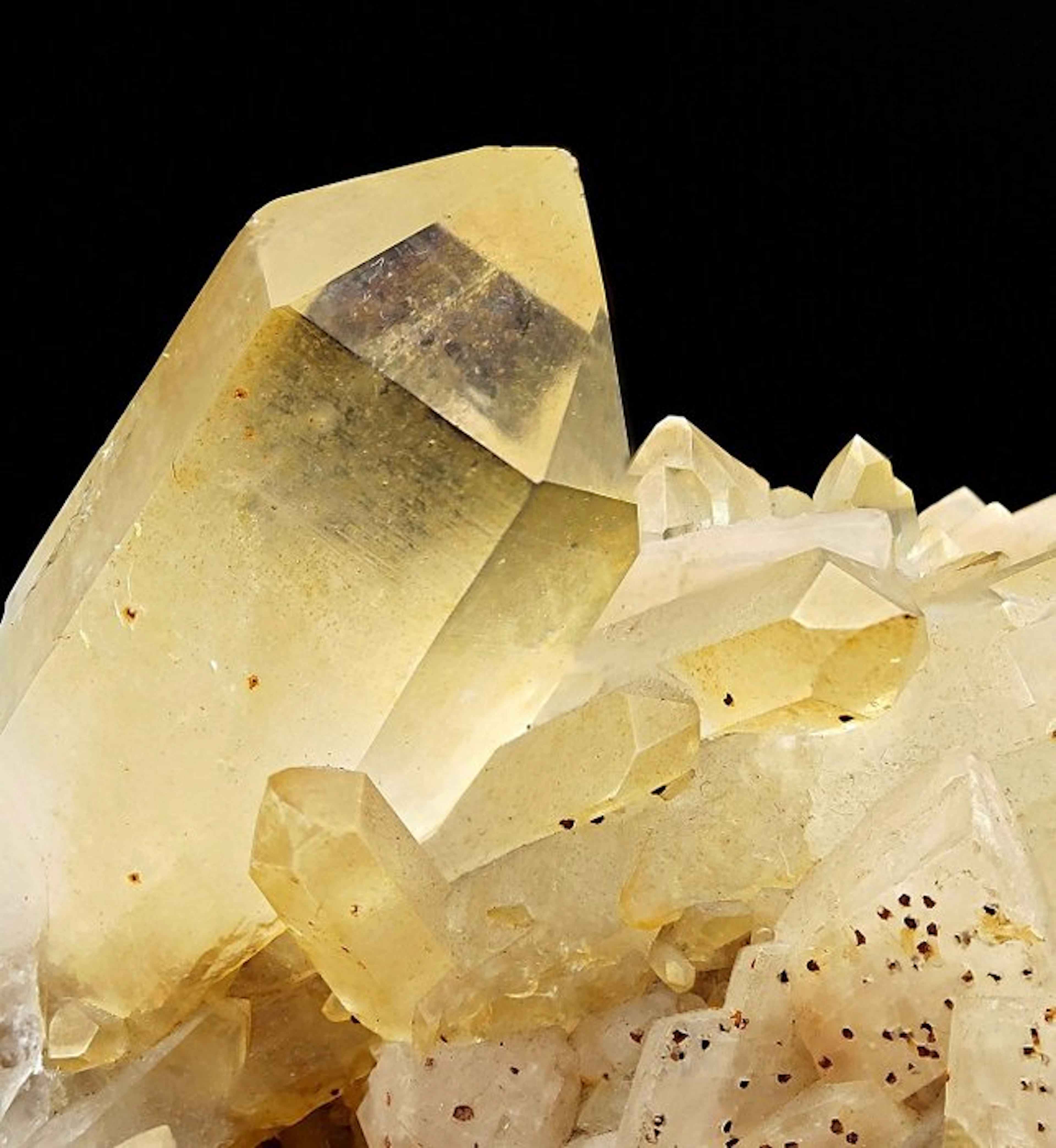 Natural citrine quartz with calcite