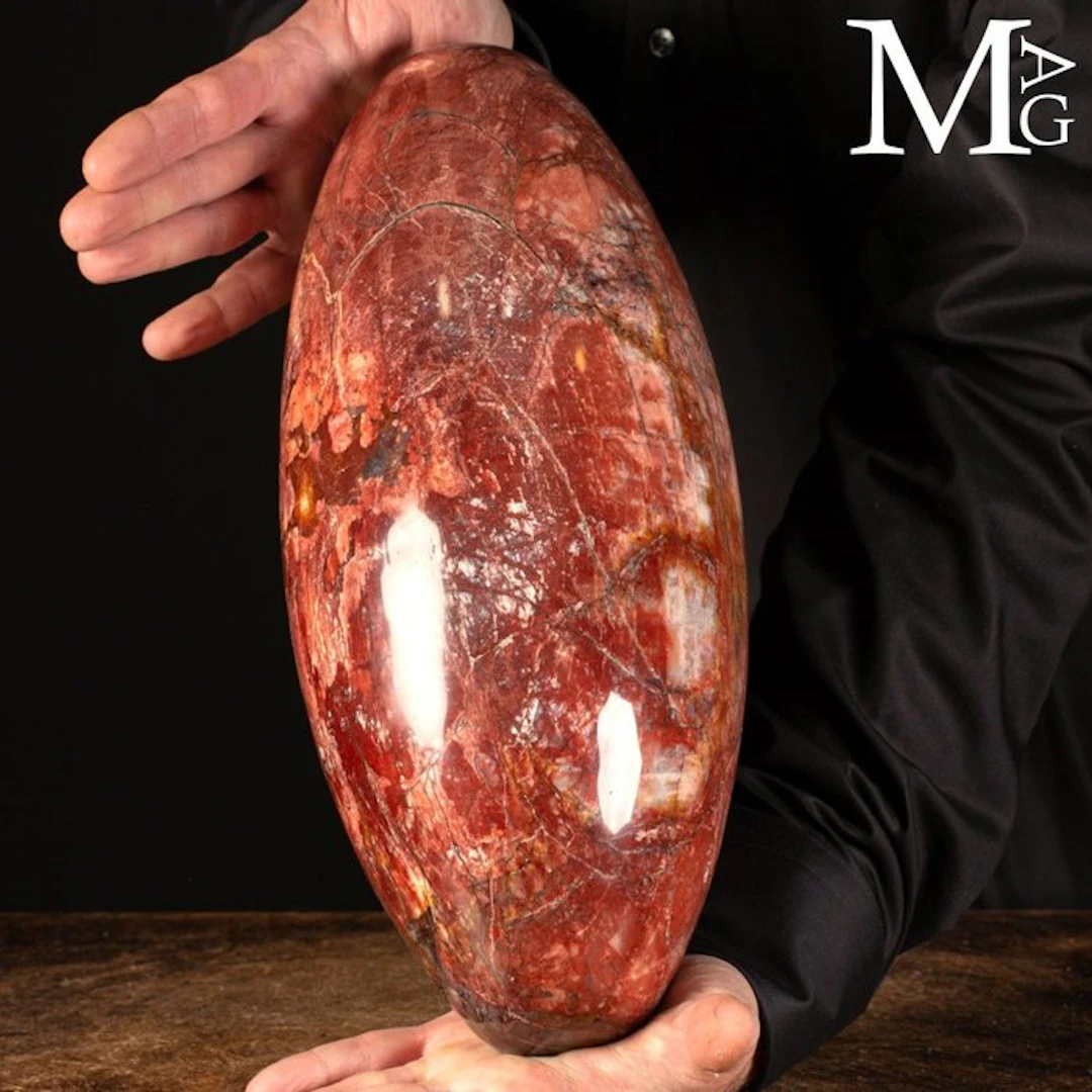 Shiva Lingam in Agatized Petrified Wood - Large Size...
