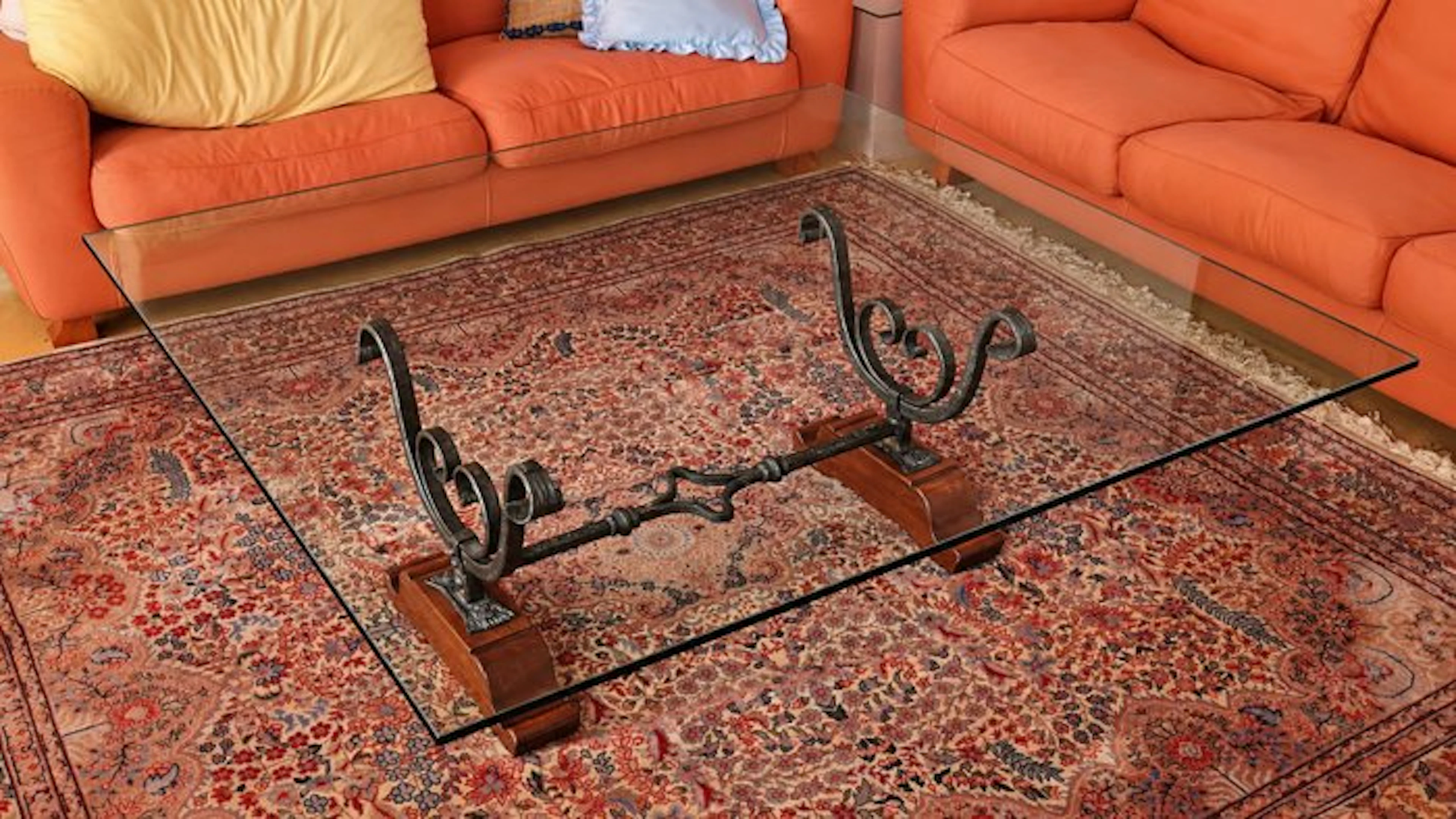 Centre table - Wrought iron - Glass