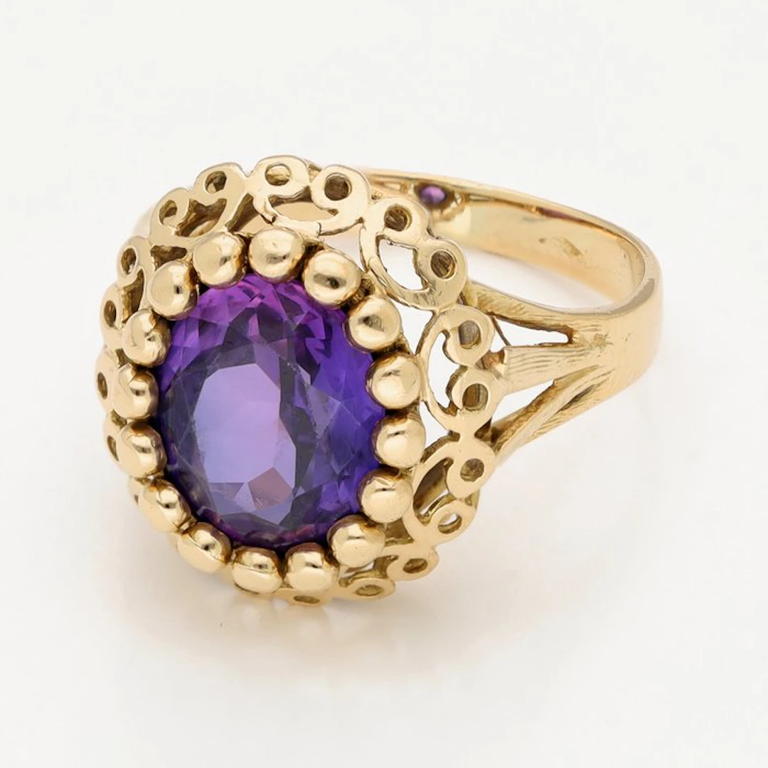Ring - 18 kt. Yellow gold - Synthetic Sapphire