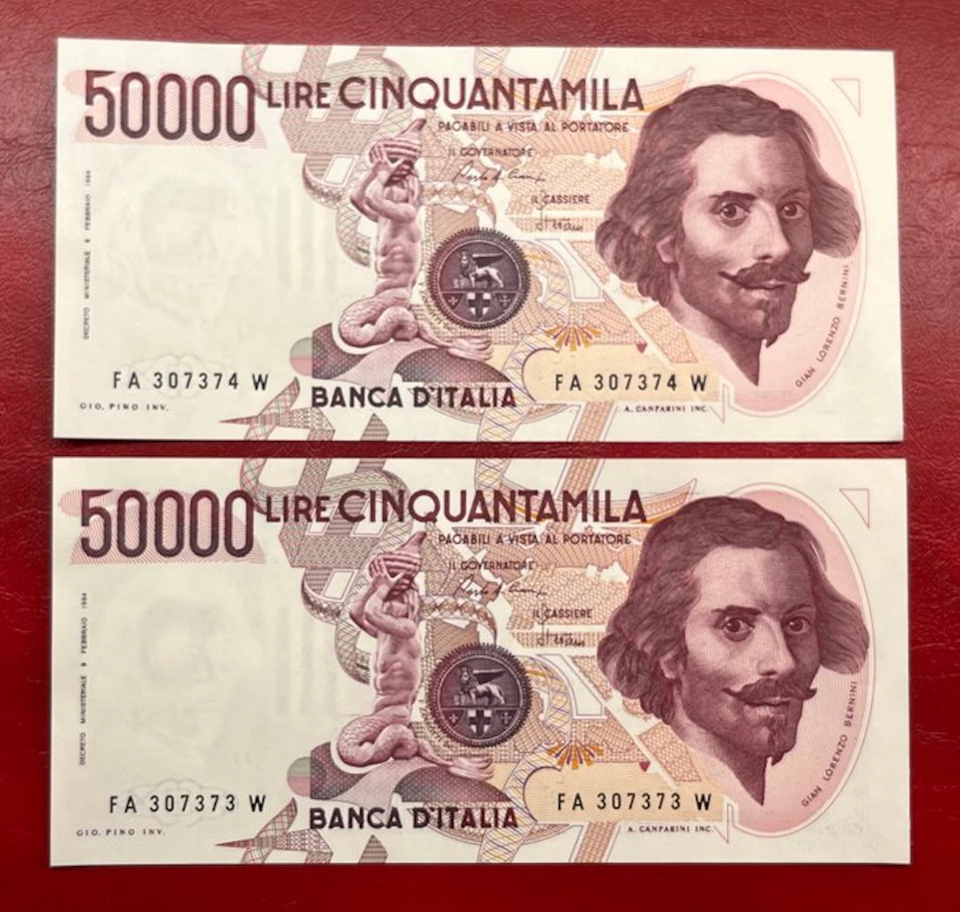 Italy. - 2 x 50 000 Lire - 1984 - Consecutive - Gigante...