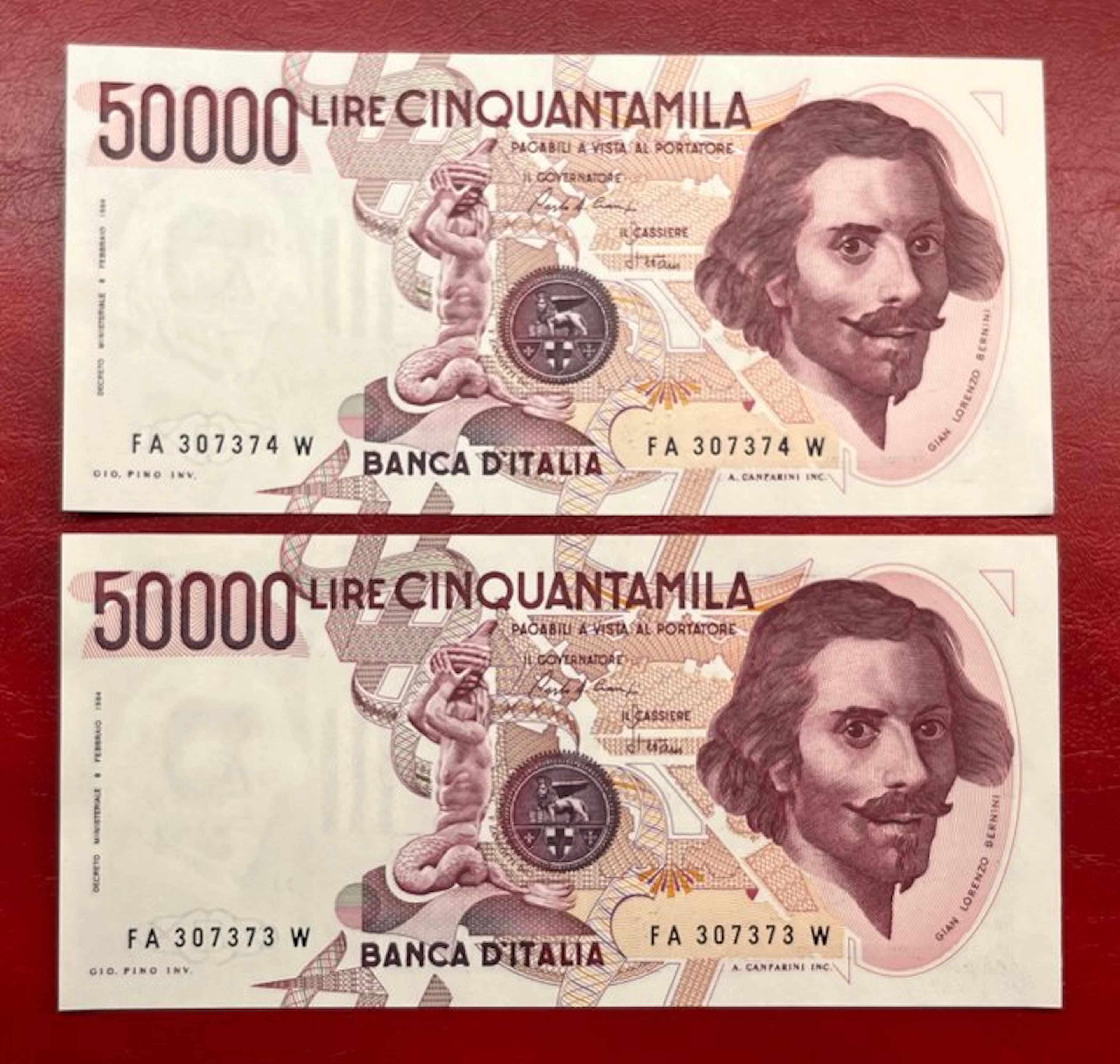 Italy. - 2 x 50 000 Lire - 1984 - Consecutive - Gigante...