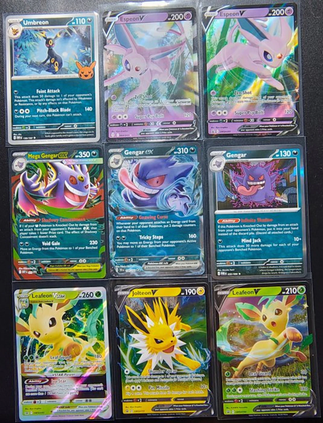 Pokémon - 9 Card - Umbreon - 3x Gengar - 2x Espeon - 2x Leafeon - Jolteon - ENG