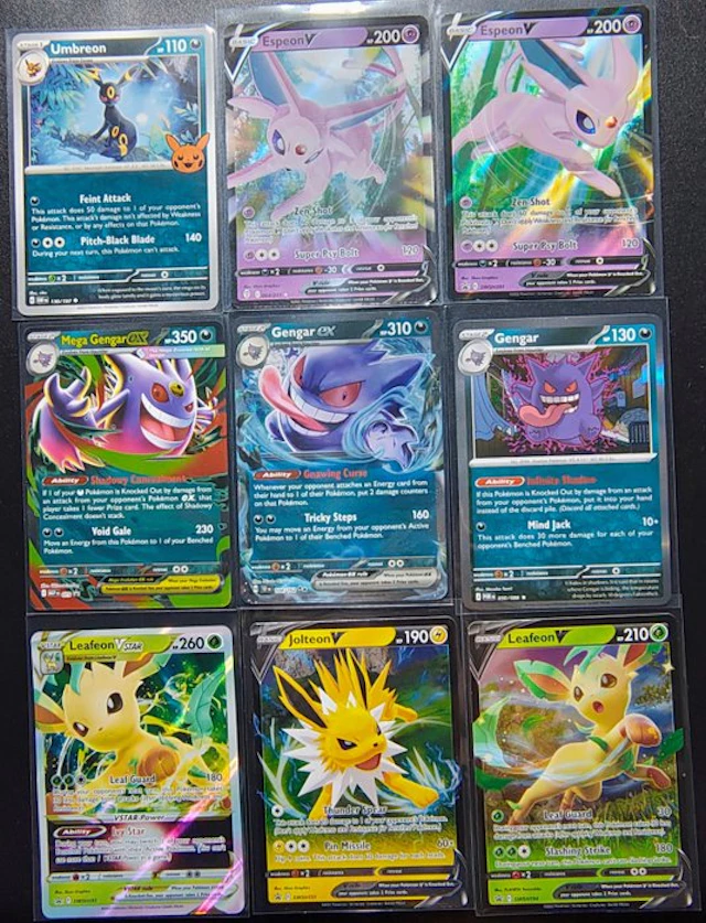 Pokémon - 9 Card - Umbreon - 3x Gengar - 2x Espeon - 2x Leafeon - Jolteon - ENG