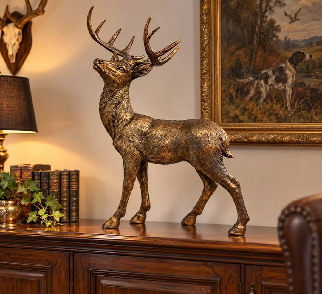 Statue, hert staande 55 cm - 55 cm - polyresin