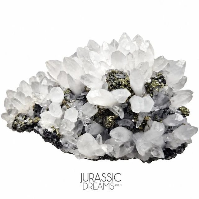 Outstanding Clear Quartz + Pyrite Crystal Cluster...