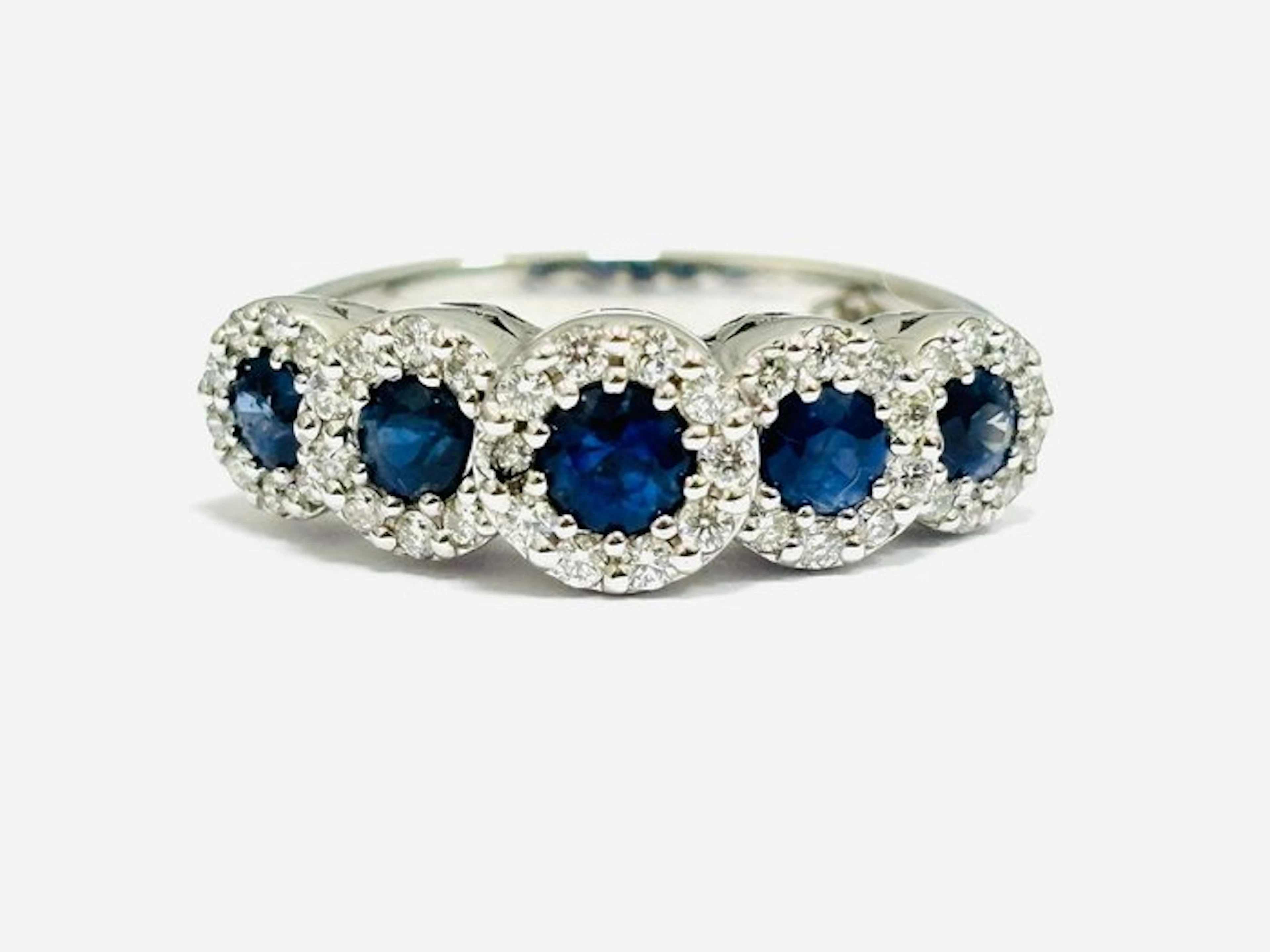 Ring - 14 kt. White gold - 2.10ct. tw. Sapphire - Diamond - Made in Italy