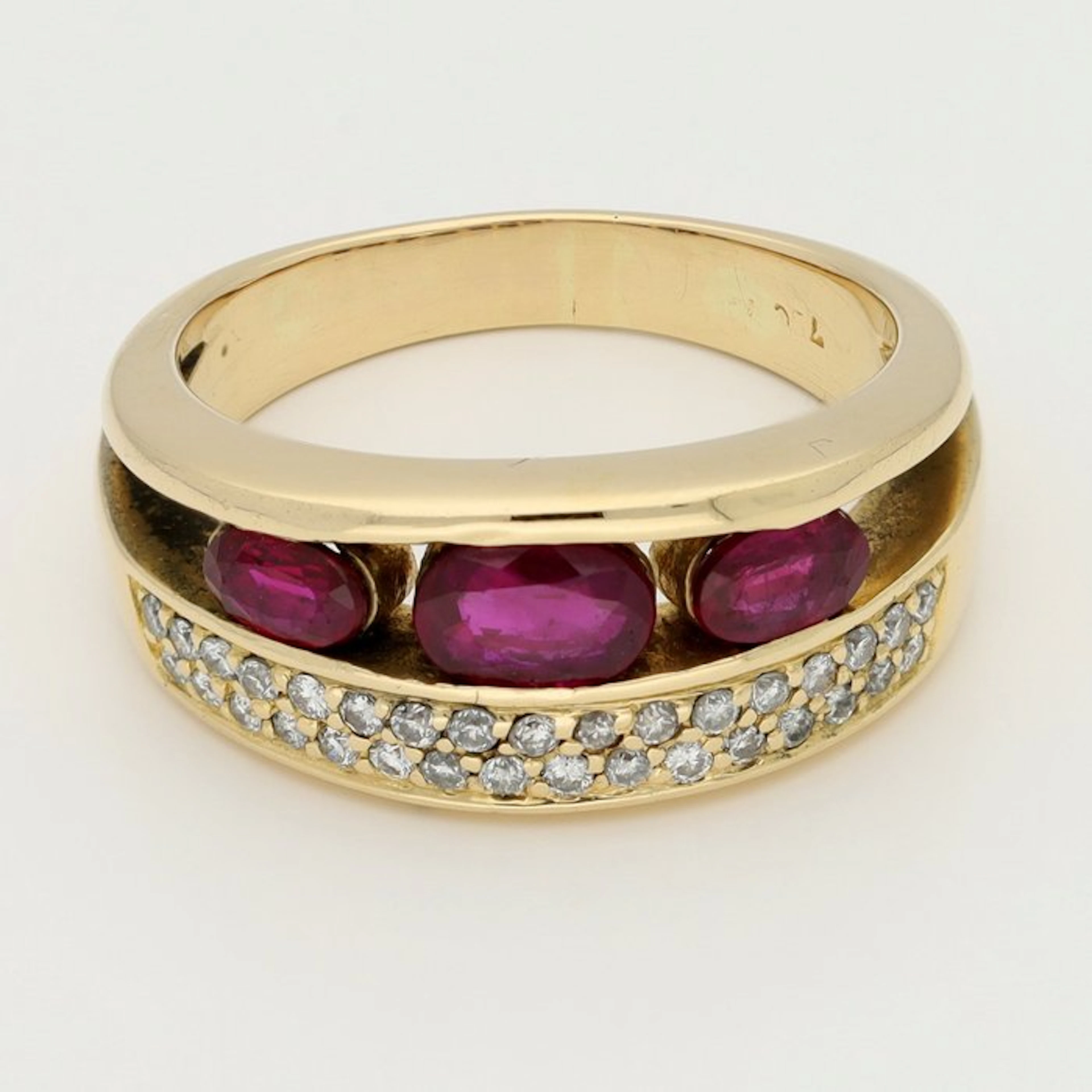 Ring - 18 kt. Yellow gold - Diamond - Ruby