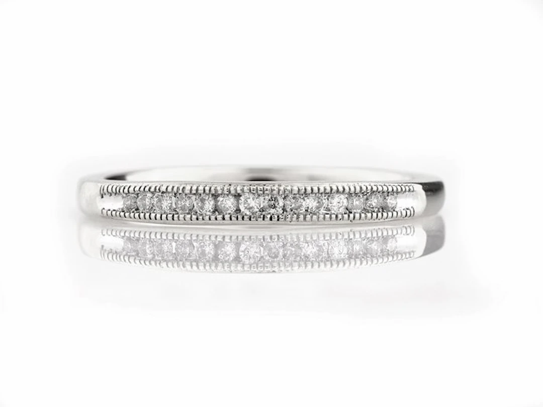 Ring - 14 kt. White gold - 0.09ct. tw. Diamond (Natural)
