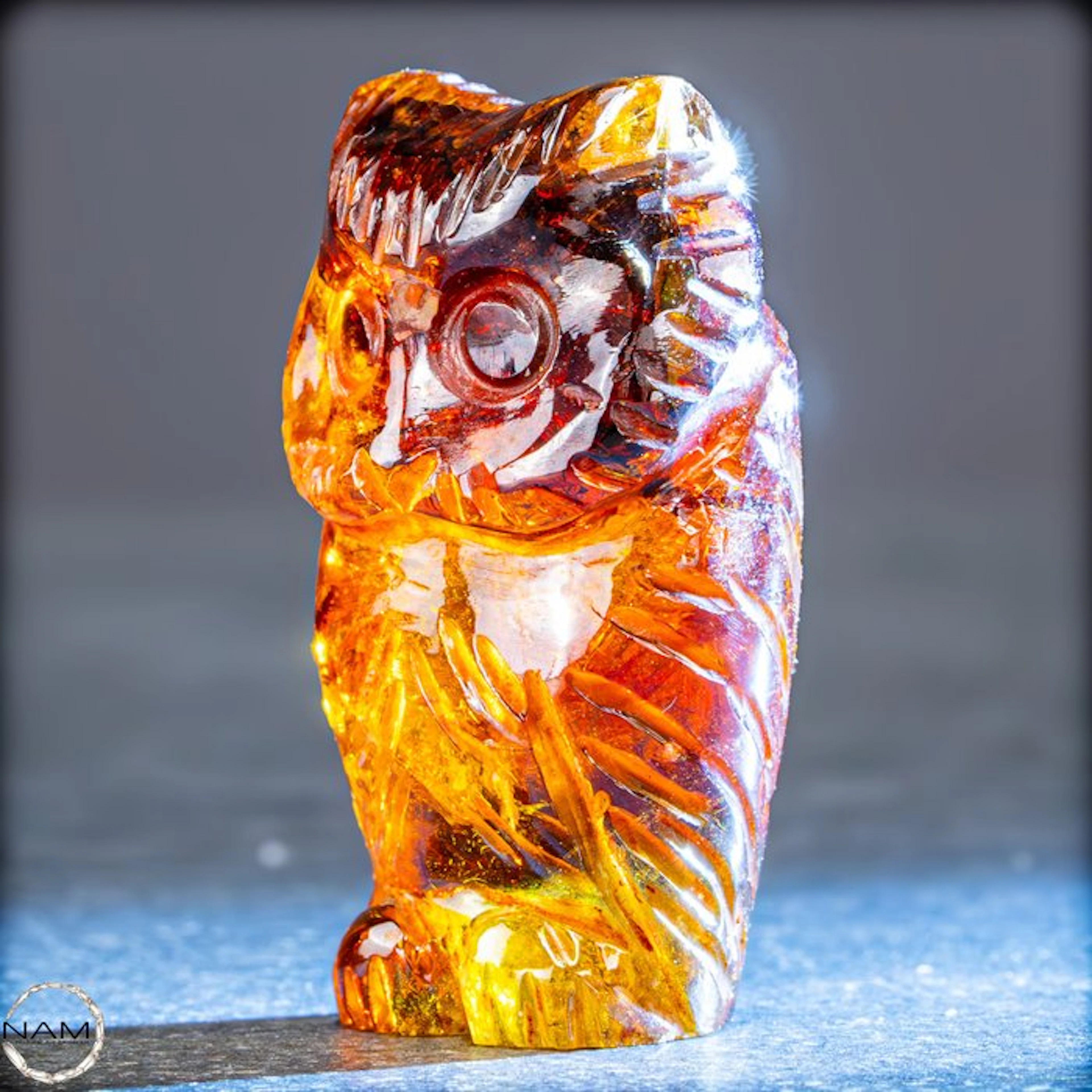 Sphalerite Owl – Hand-carved one-of-a-kind piece with an...
