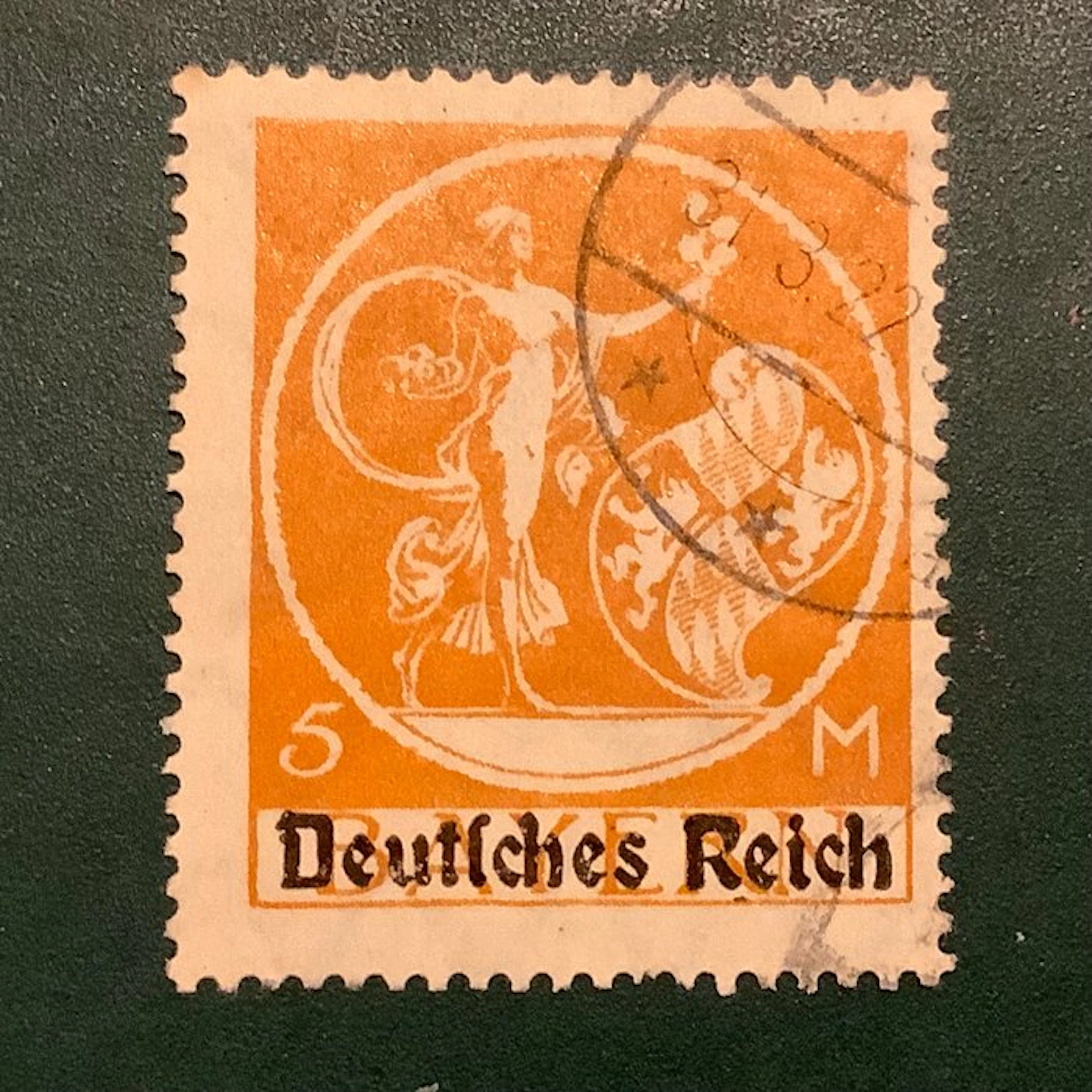 German Empire 1920 - 5 Mark overprint type II - Michel 136 II