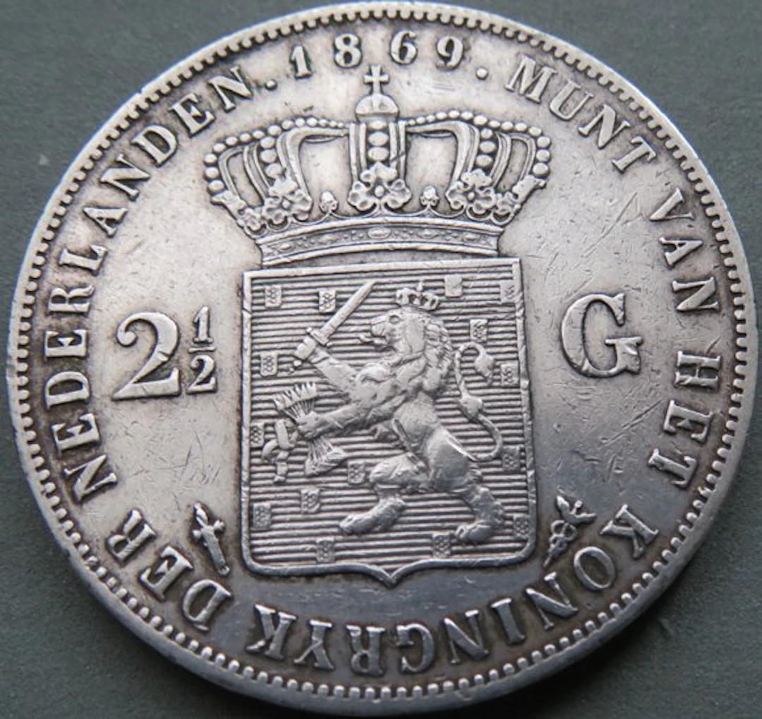 Netherlands. Willem III. 2 1/2 Gulden 1869 (No reserve price)