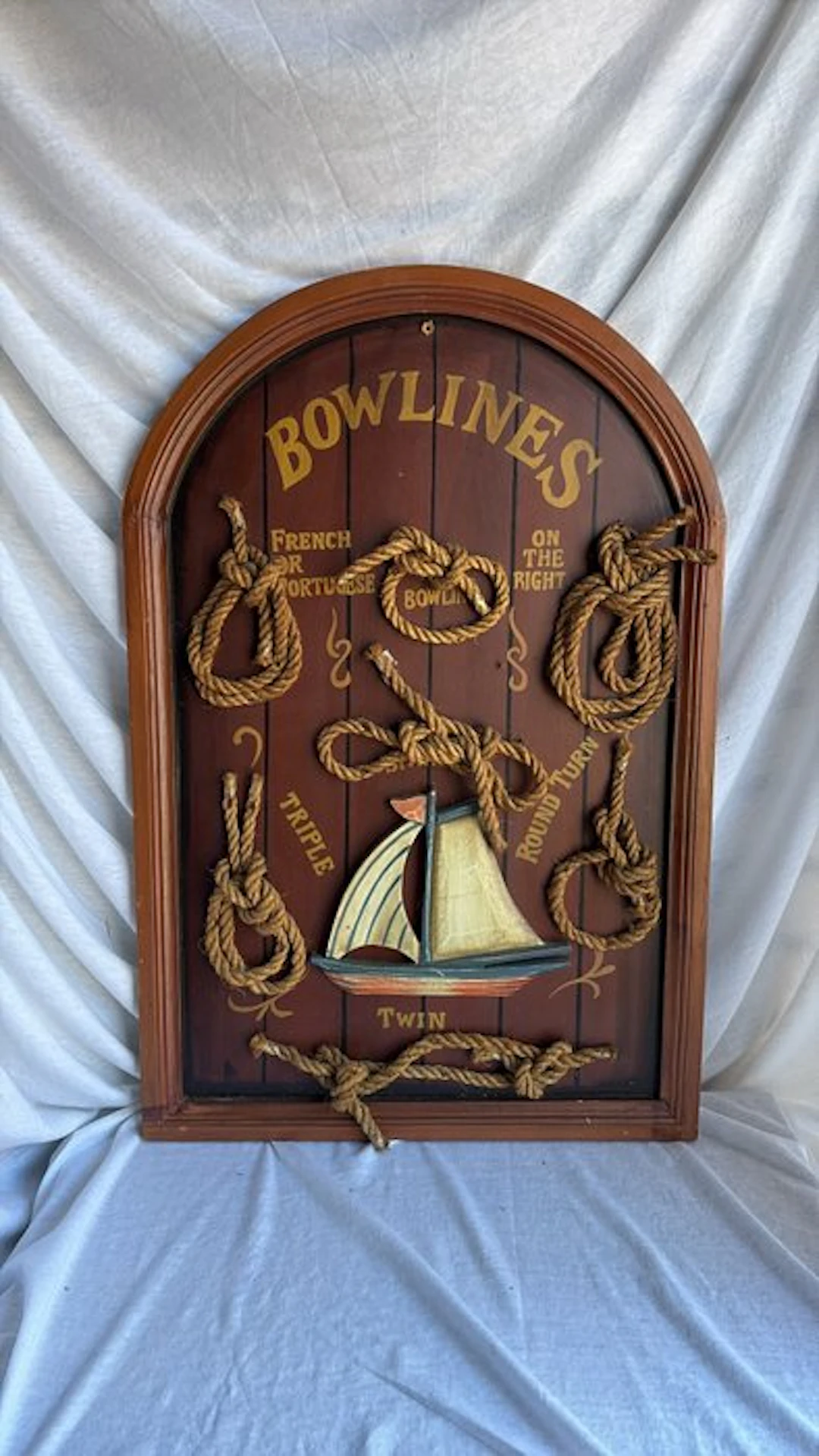 Maritime knot board – Bowline knots – wooden wall...