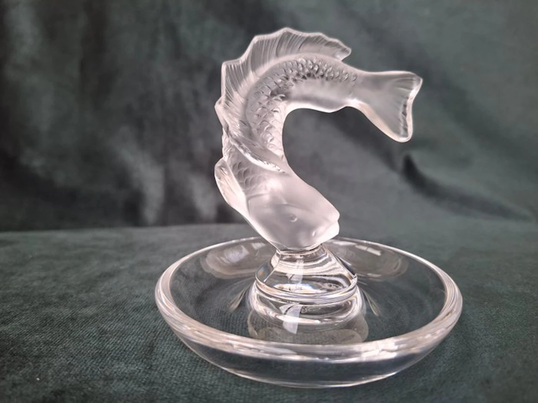 Lalique - Jewellery box - Koi carp / fish - Crystal - baguier / catch-all tray