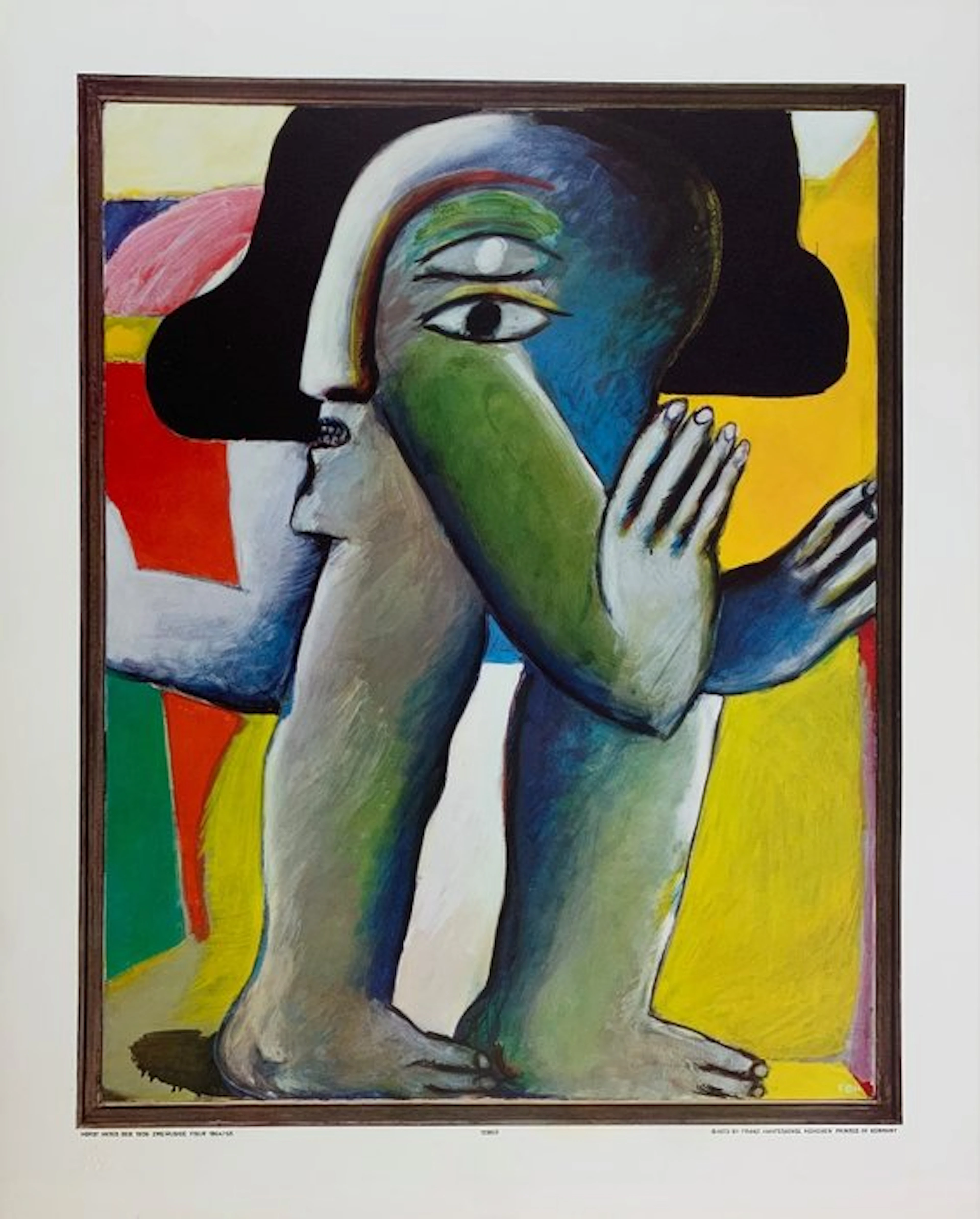 Horst Antes (after) - two-eyed figure, 1965 - Vintage Collotype - 60 x 49 cm