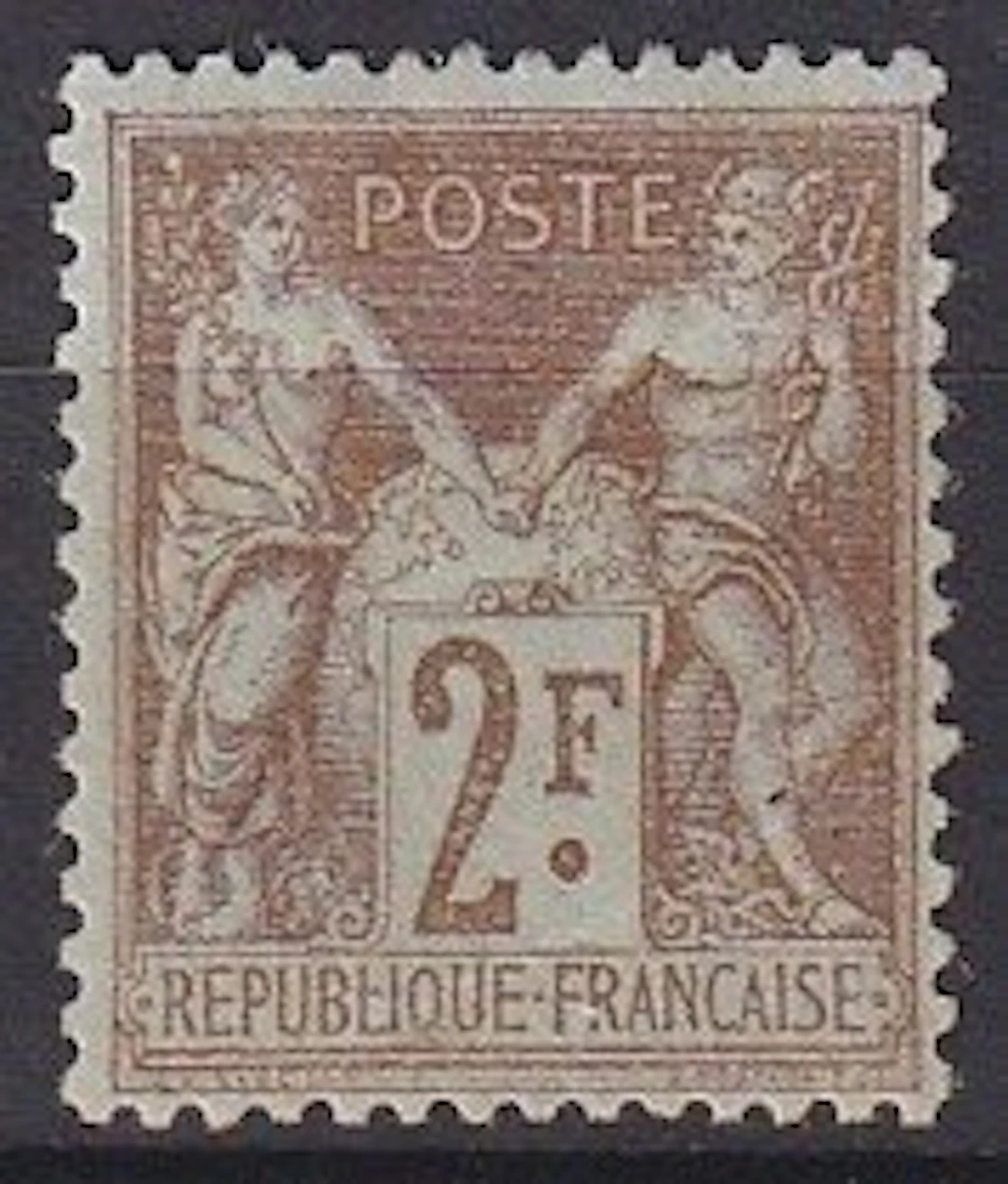 France 1900 - Sage Type I 2fr bistre sur azuré (I) - Yvert n°105
