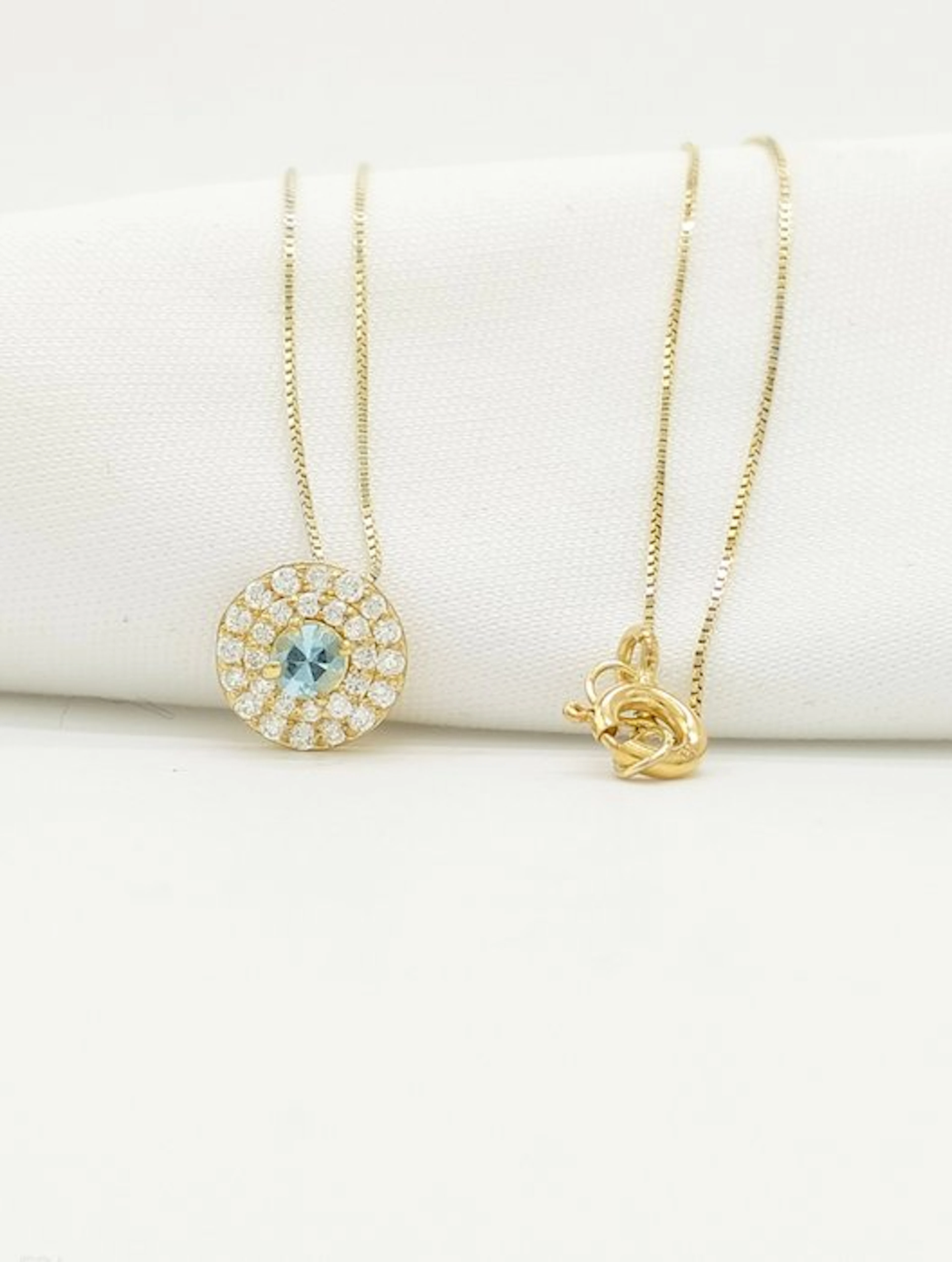 No reserve price - Necklace - 14 kt. Yellow gold Aquamarine - Diamond