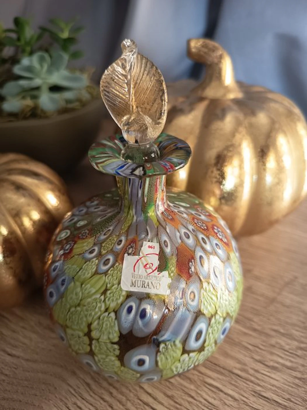 Perfume flask - Murano glass - Murrine with 24k gold leaf