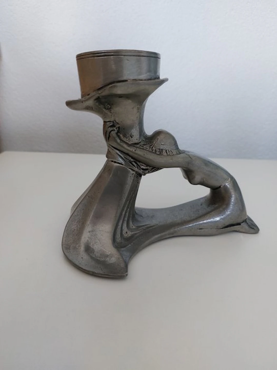 Candleholder - Tin - Art Nouveau tin candlestick