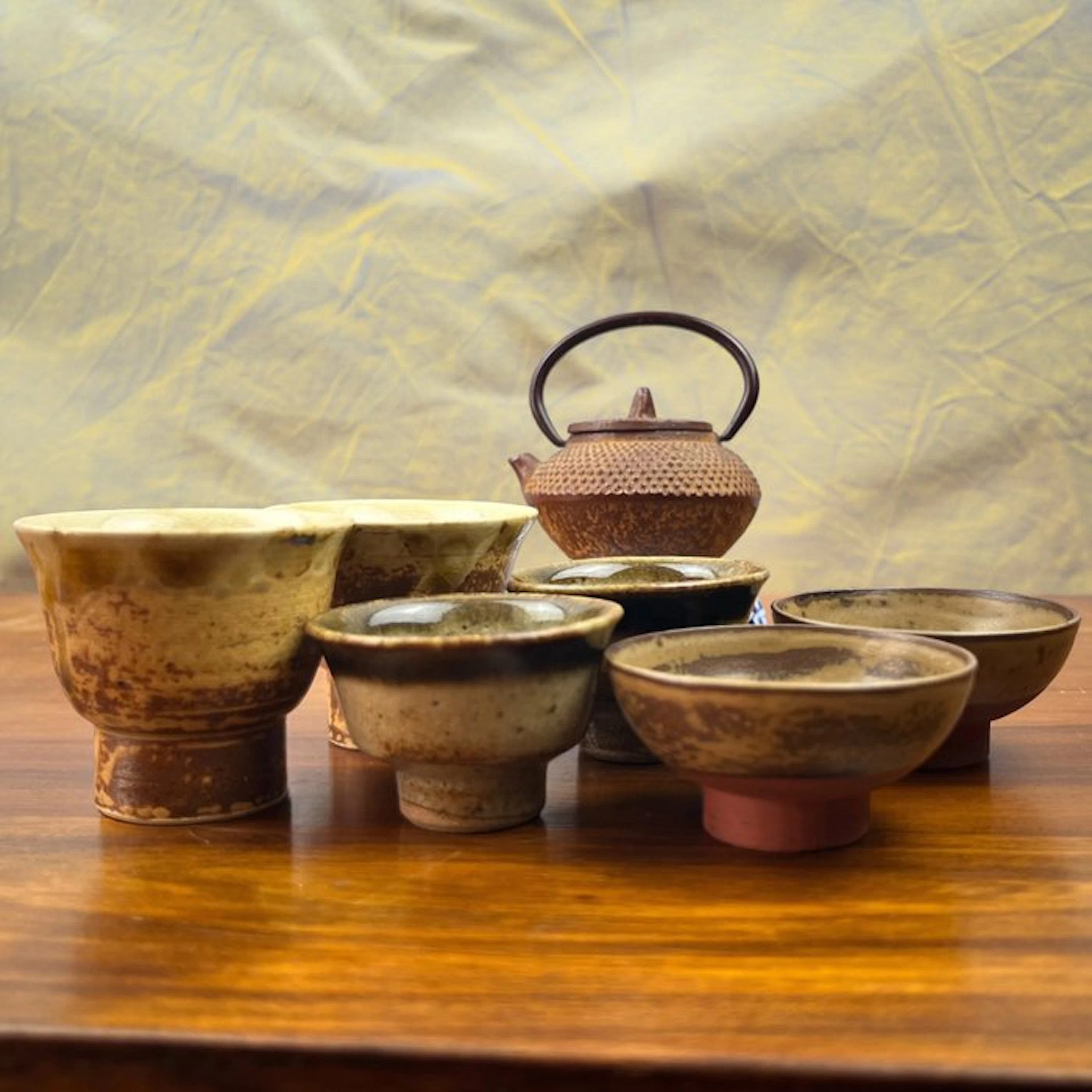 Miniature Nanbu Tekki Cast Iron Tetsubin Tea Pot and 6...