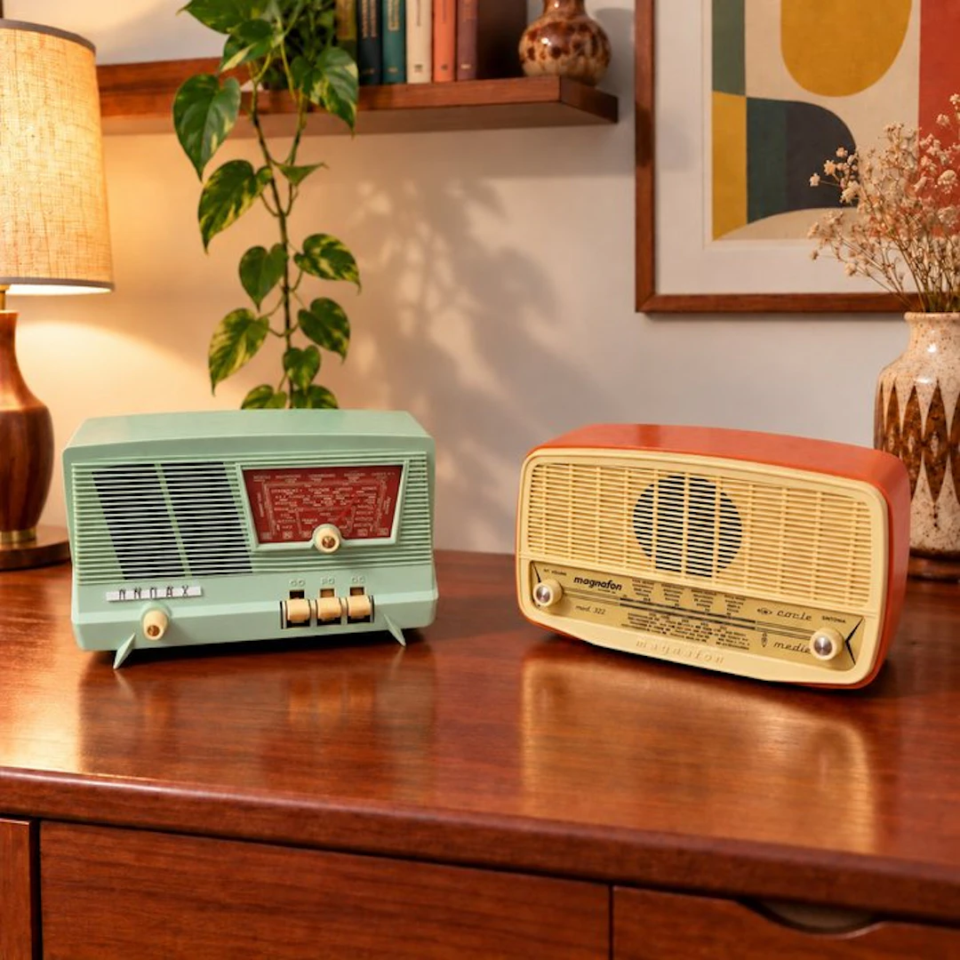 ONDAX MARLY & MAGNAFON 322 - PAIR OF 1950s RADIOS - PINK...