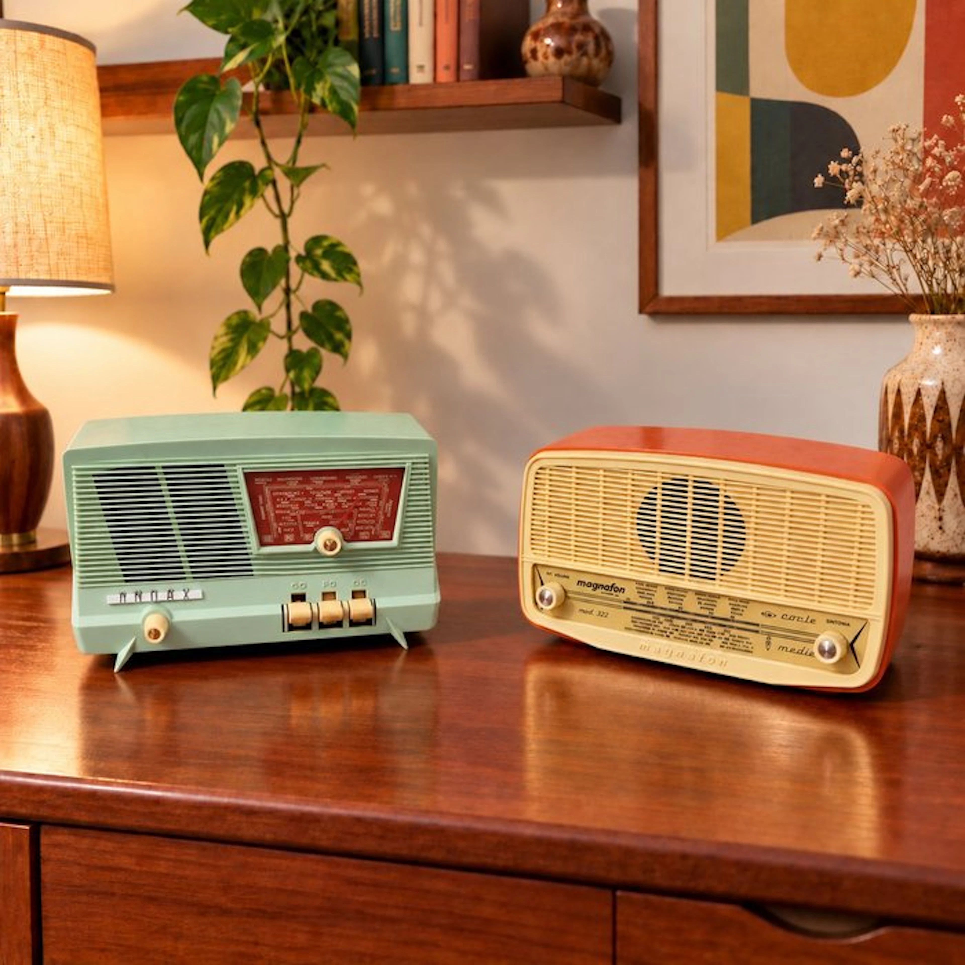 ONDAX MARLY & MAGNAFON 322 - PAIR OF 1950s RADIOS - PINK...