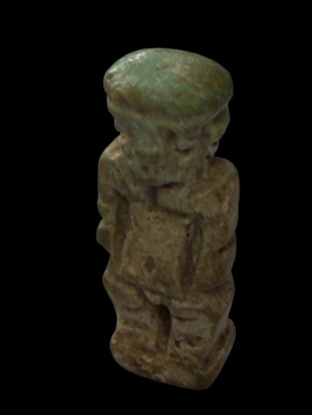 Ancient Egyptian Faience Pataikos Amulet. Spanish Export License - 3.3 cm