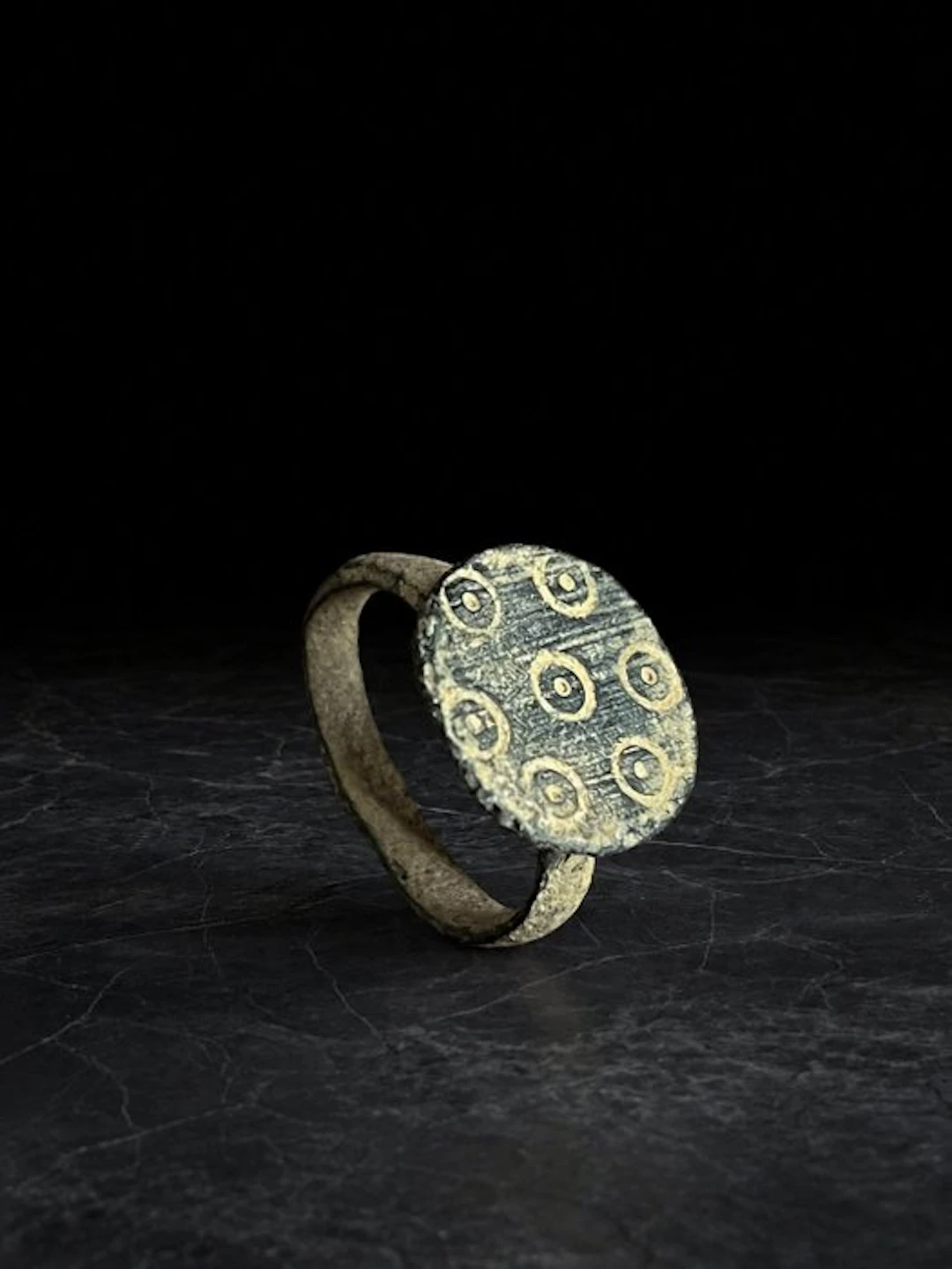 Byzantine Bronze Ring with Ring-and-Dot Decoration 6th to...