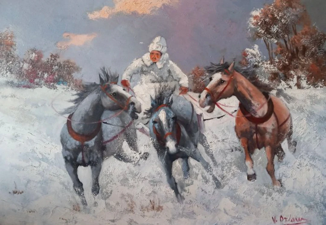 Victor Orlow (1911) - Inverno. Slitta trainata da cavalli