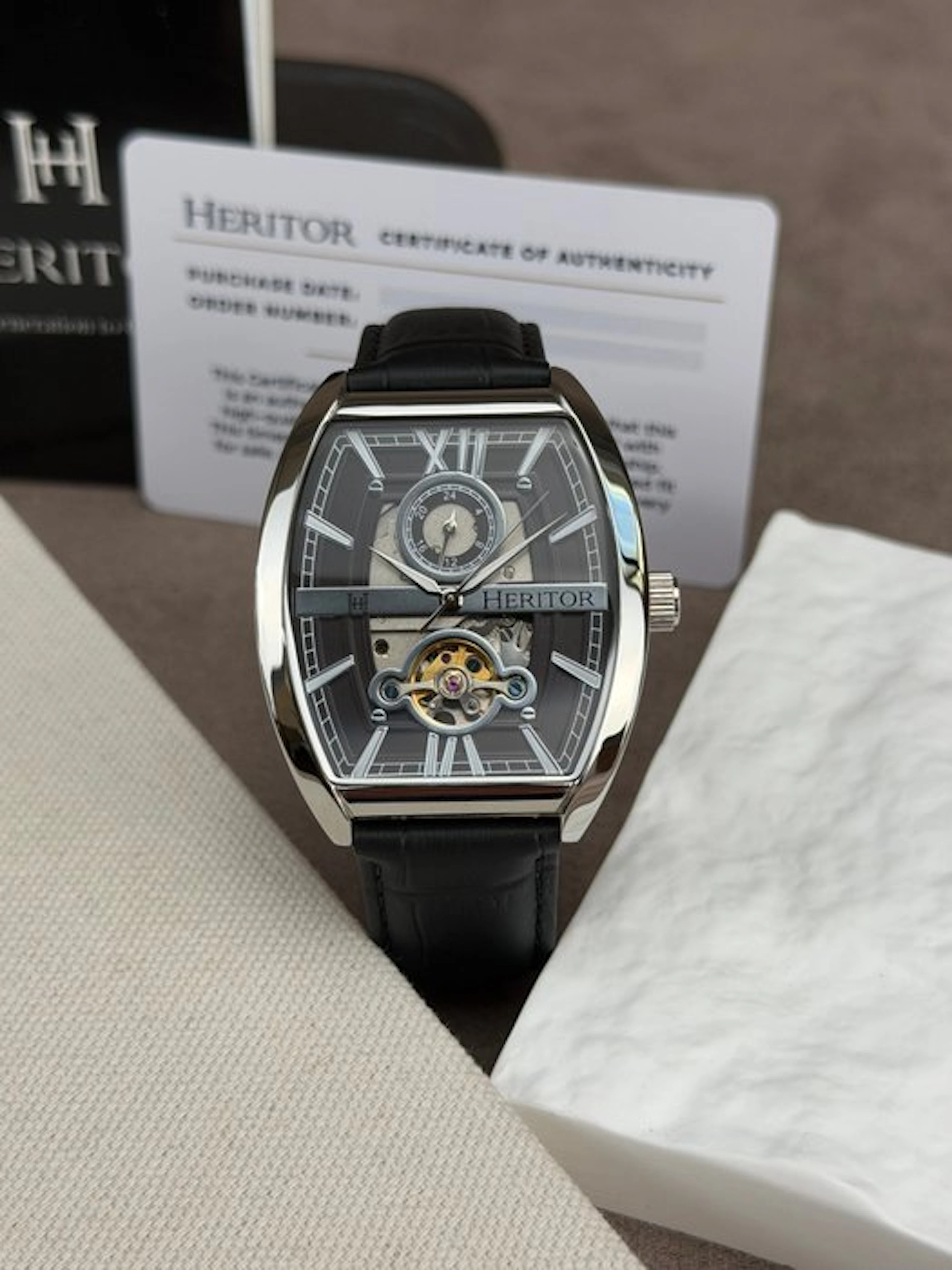Heritor - Masterson Automatic Open Heart - Silver/Black...