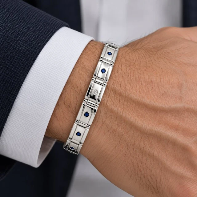 No reserve price - Bracelet Gold-plated Sapphire - Diamond - 18K Gold Plated