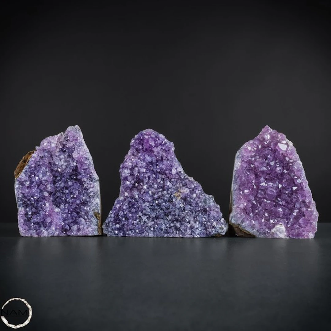 Exclusive amethyst druzy set with a highly crystalline...