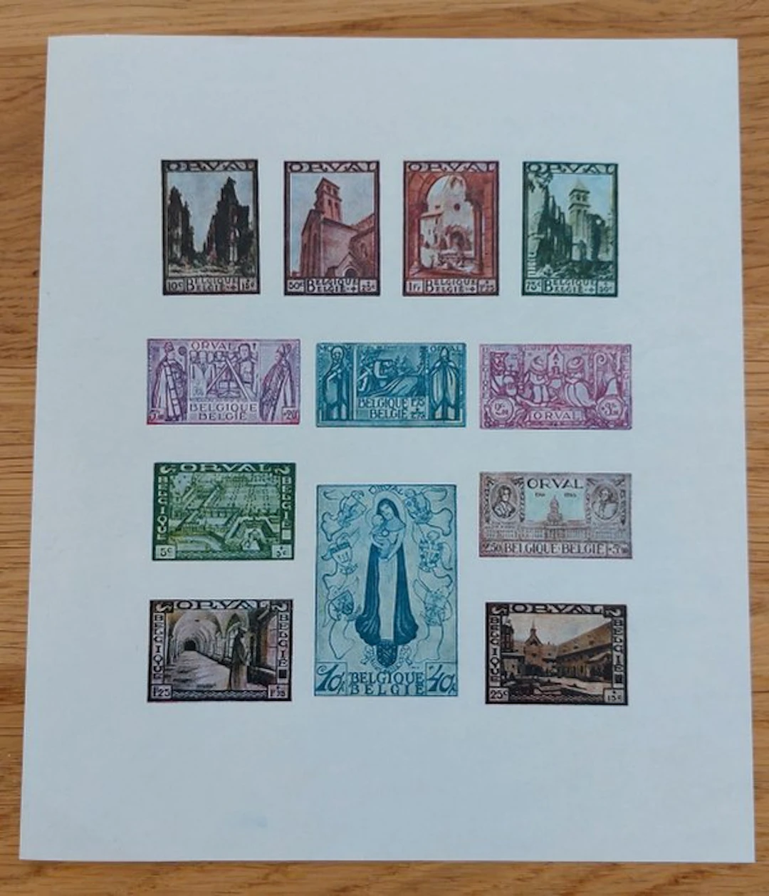 Belgium 1933 - Private reprint of the imperforate series 'Second Orval'