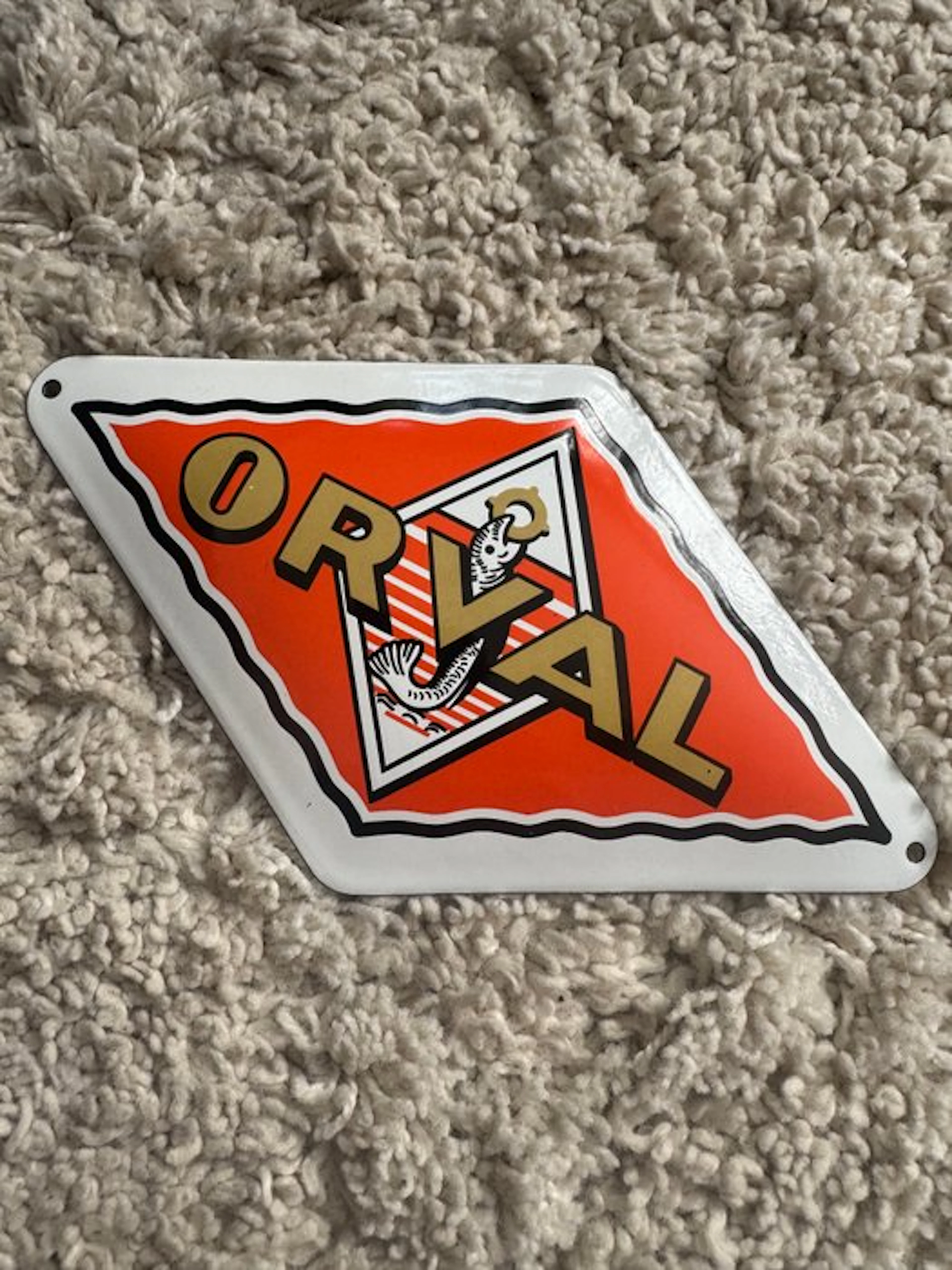 Orval – Trappist beer – enamel advertising sign – orange – approx
