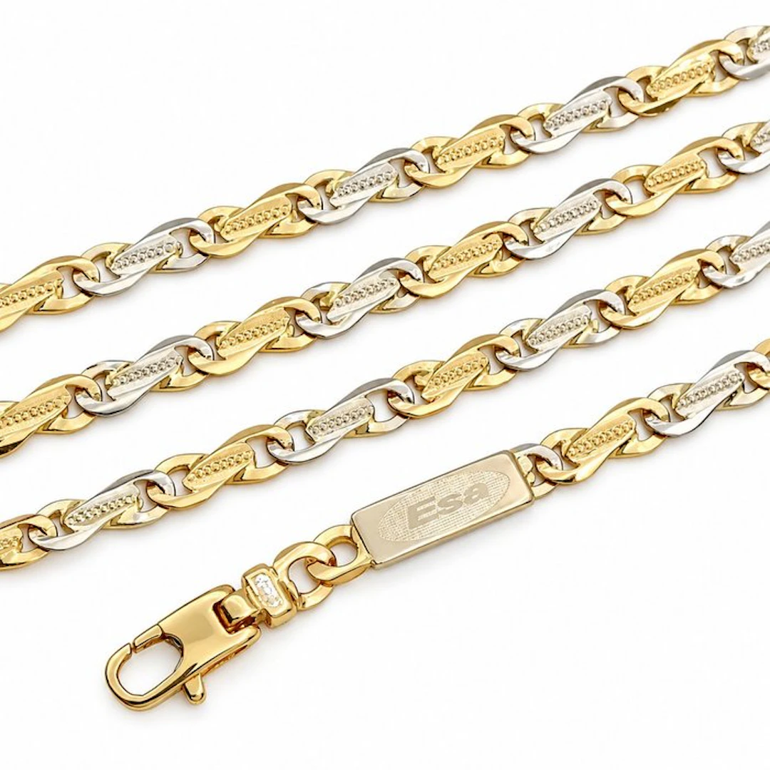 Necklace - 18 kt. Yellow gold, White gold - Made in Italy - Handmade
