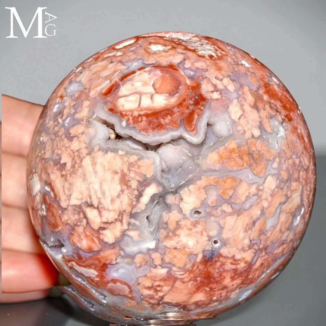 Sakura Blossom Agate with Druzy Sakura Blossom Agate...