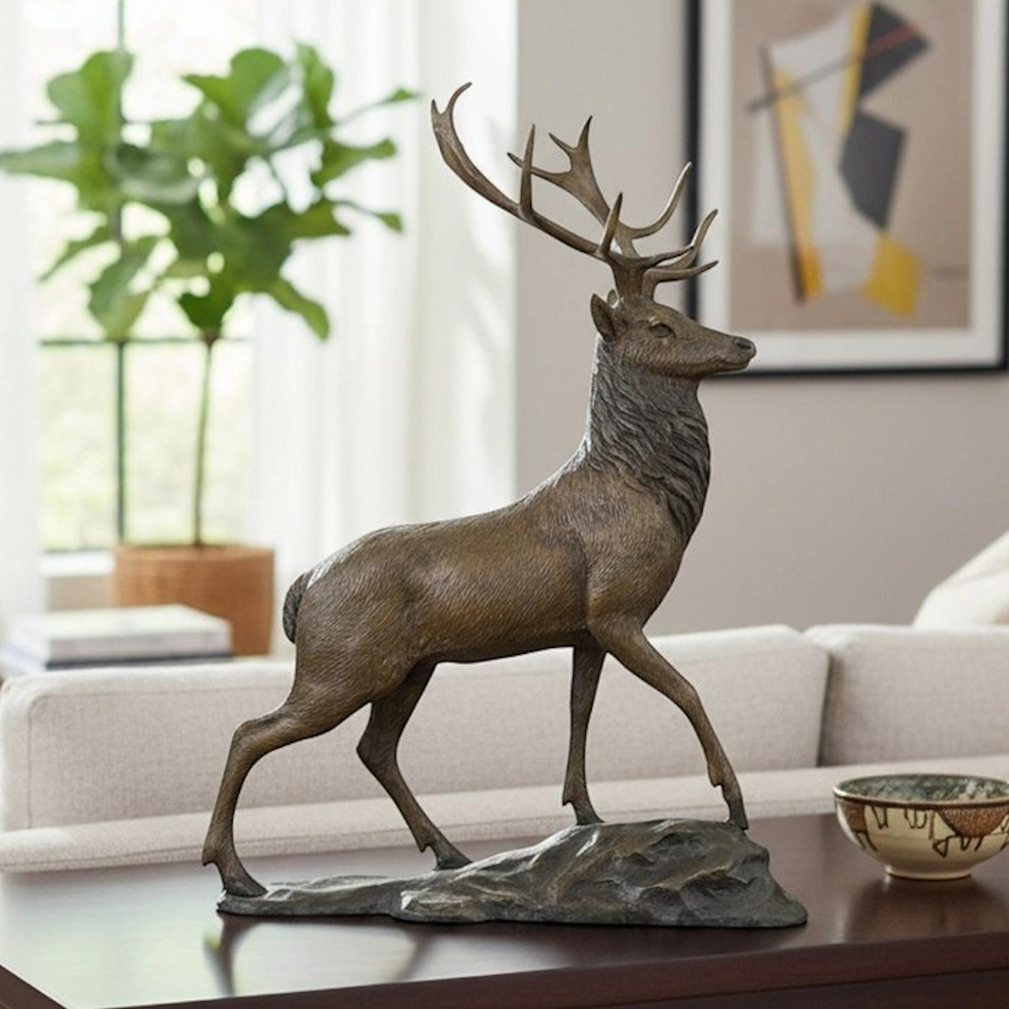 Sculpture, Majestic Stag - Deer - 35 cm - Bronze