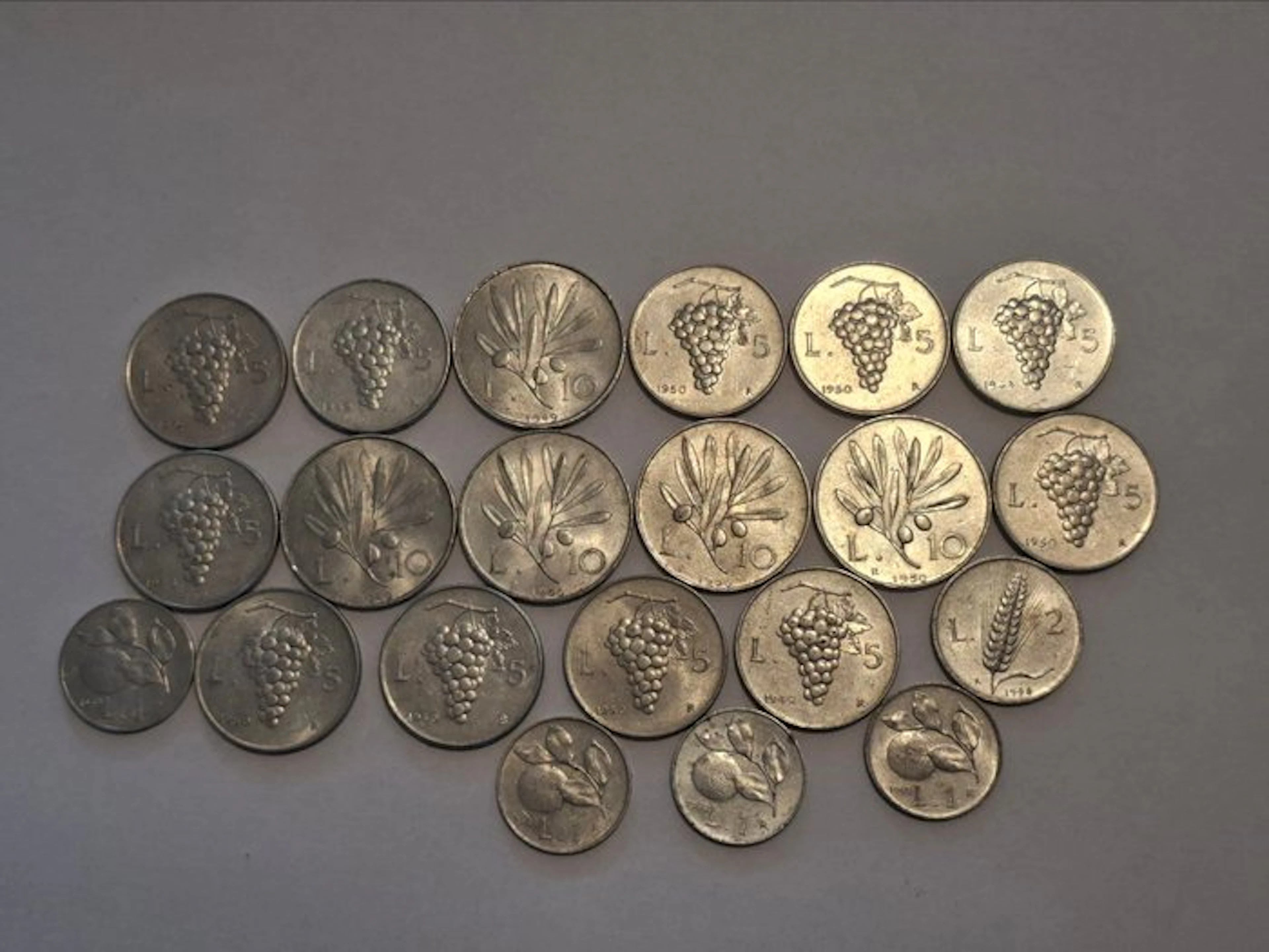 Italy, Republic Lotto 21 monete 1/2/5/10 Lire 1949-1950 (No reserve price)