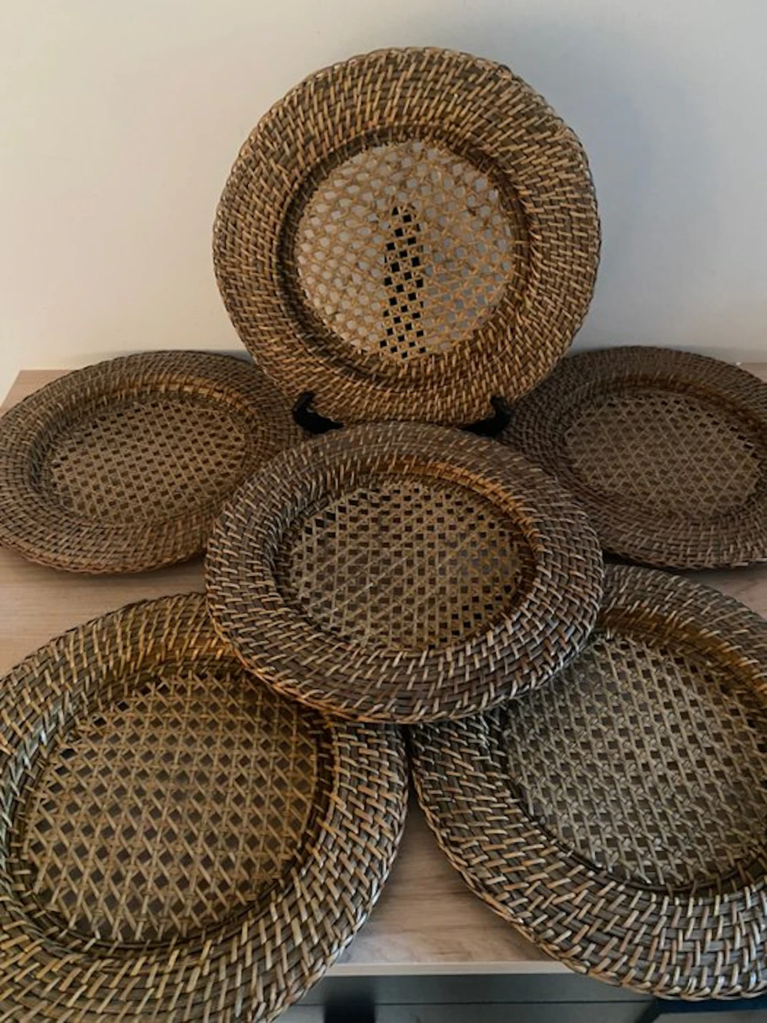 Charger plate (6) - Handcrafted model - Natural braided...