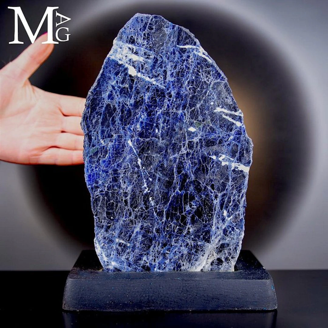 Intense Deep Azure Sodalite Rich Blue Polished Slab...