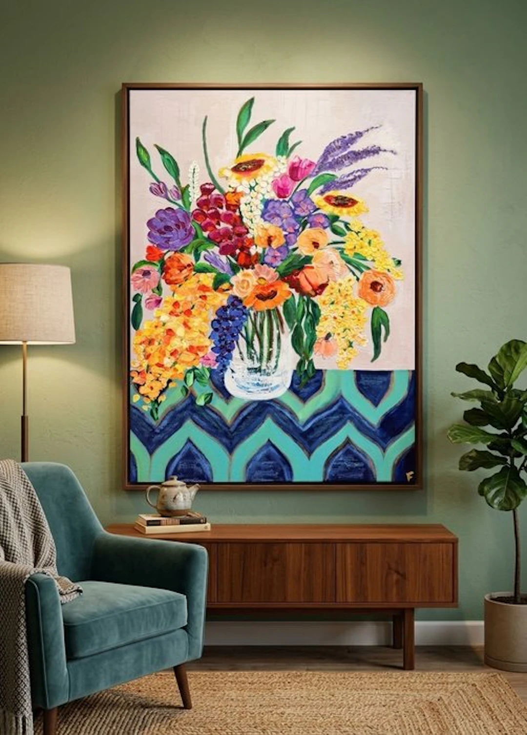 feruze - Colorful Summer Garden – Original Contemporary Floral Painting