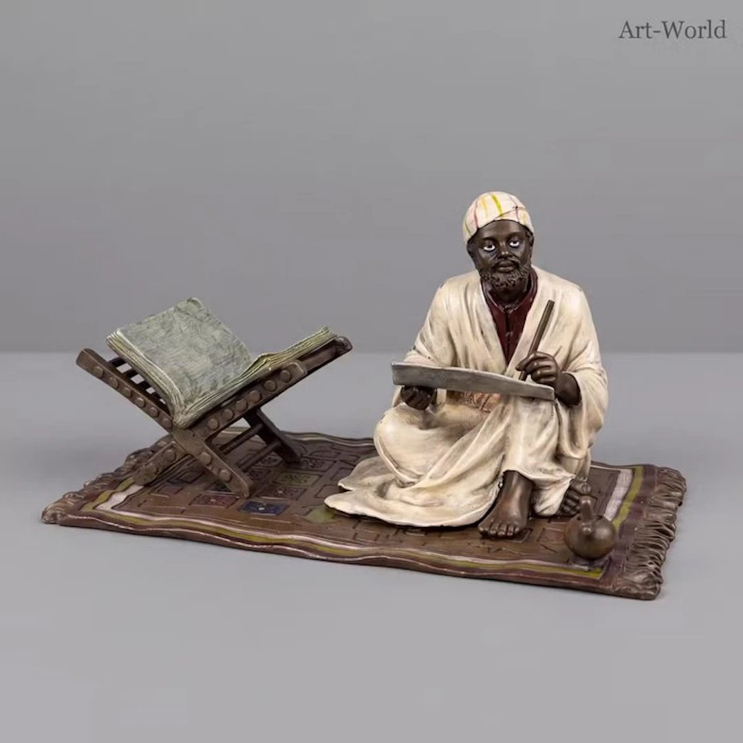 Statue, “Koran Scribe” - 11.2 cm - Bronze