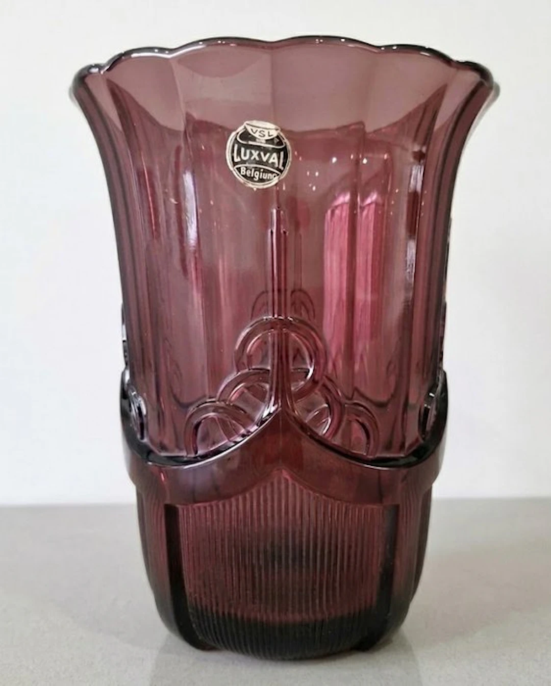 Vase - Olympic » (Model 95) - Demi-Cristal Amethyst - Val Saint Lambert 1935