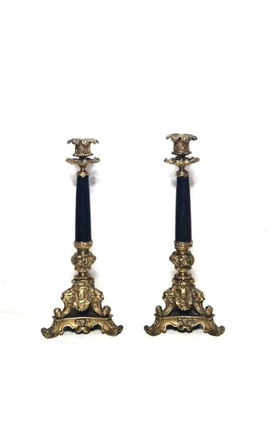Candleholder (2) - Gilt bronze - Napoleon III candlesticks
