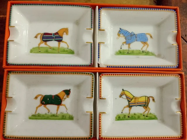 Hermès - Atelier Hermès - Ashtray (4) - "Chevaux" (o...